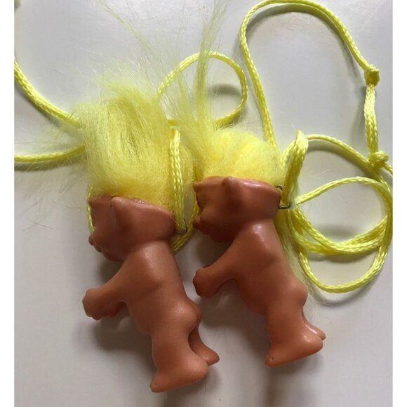 1990s Mini Troll Necklace Pair Tiny Small Treasure Trolls - Picture 3 of 4